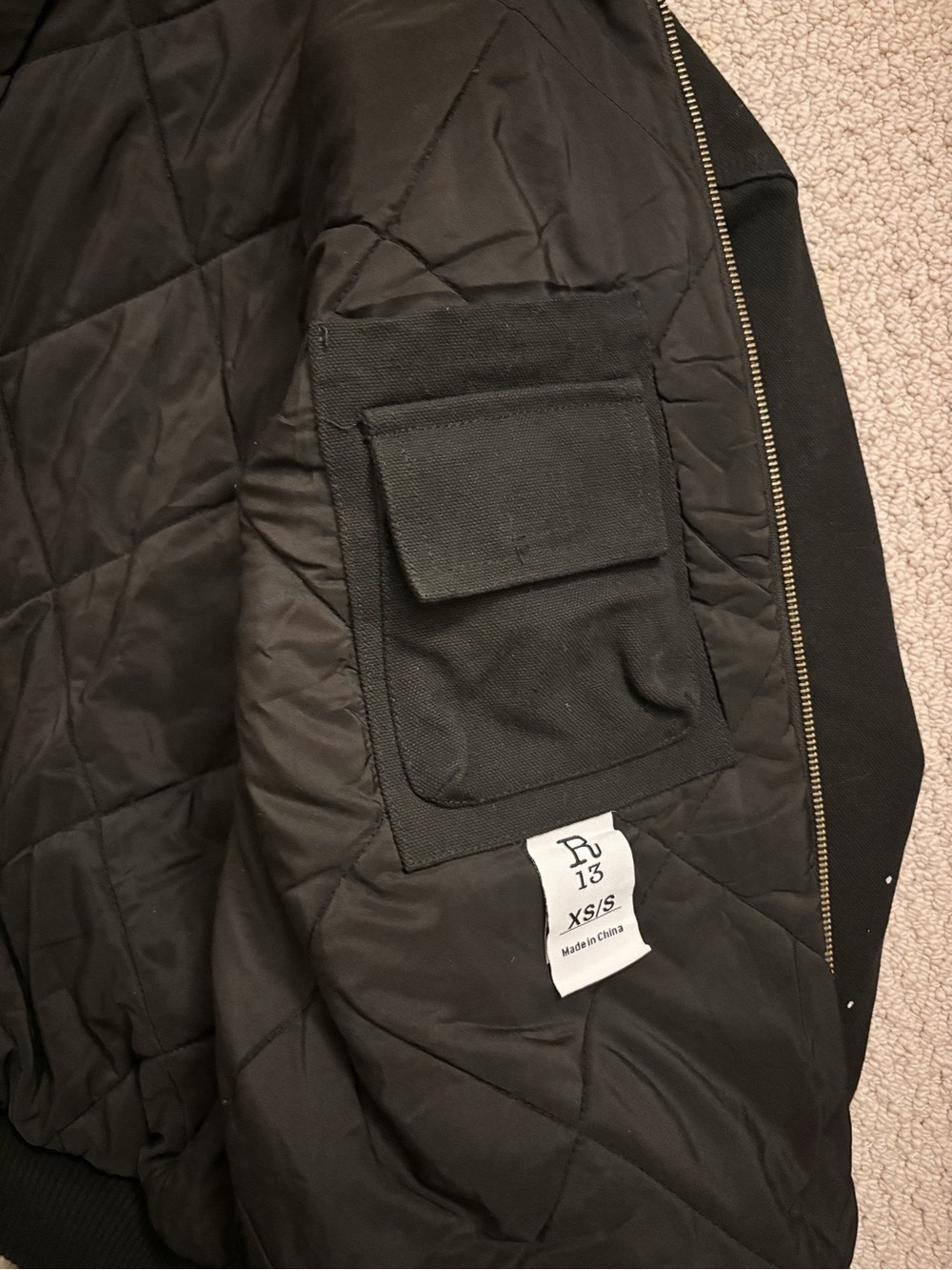 R13 Black Hooded Oversized Jacket with Padded Lining Size S Unisex - Picture 7 of 16